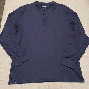 Mizzen & Main Henley Shirt Mens Large Blue Casual Minimalist Stretch